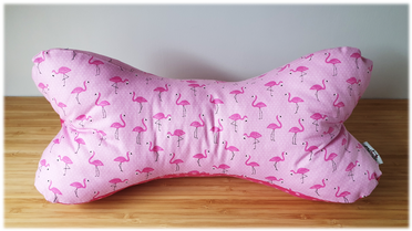 3D Knochenkissen - Flamingos, pinker Jersey mit Punkten