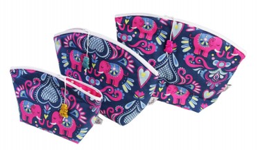 Form Gaby / Elefanten blau/pink - Innenfutter: pink
